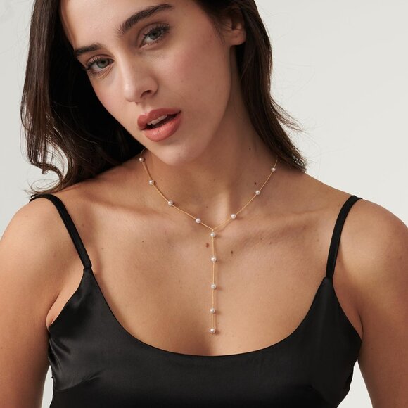 ⚡Pearl Necklace for Women 14K Gold-plated White Gold plated Dainty Chain - Picture 4 of 7